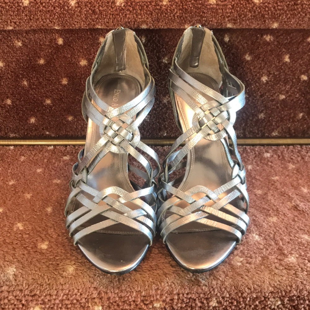 Enzo Angiolini Silver Strappy Heels